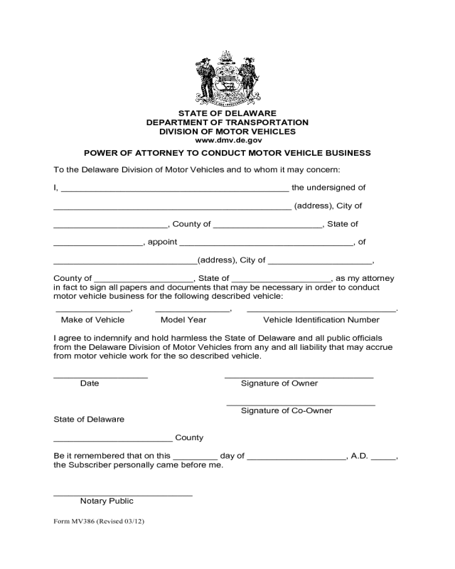 2024 Automobile Power of Attorney Form - Fillable, Printable PDF ...