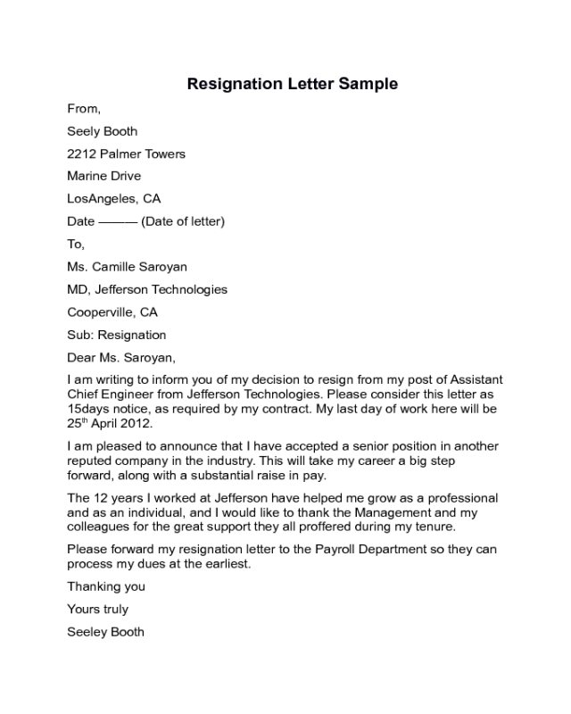 Tips To Write a Resignation Letter Sample - Edit, Fill, Sign Online ...