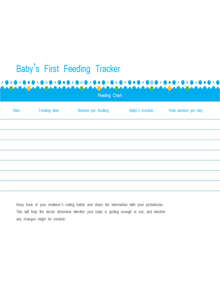 2024 Baby Feeding Chart - Fillable, Printable PDF & Forms | Handypdf