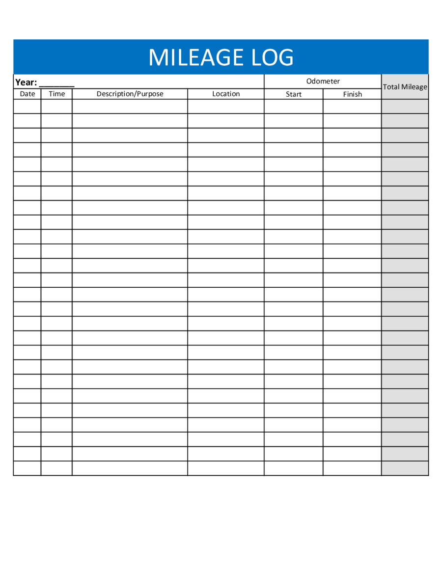 Mileage Log Free Printable - Printable World Holiday