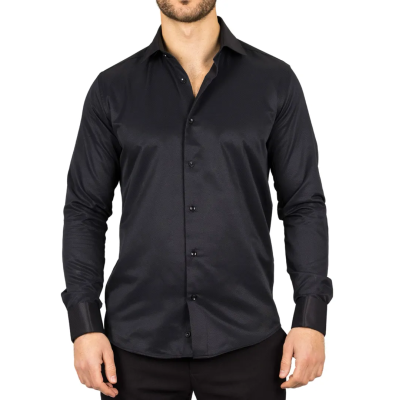 Men's Black Double Cuff Oxford Shirt