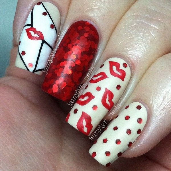 Valentine's Day is coming soon, and it doesn't only pertain to home decorating, crafting and picking gifts for your loved one. You can also decorate your nails to match the season. Take a look at these sweet kiss nail art designs and then choose one of them for yourself. Your nails will look just as sweet as the holiday is and melt your partner's heart.