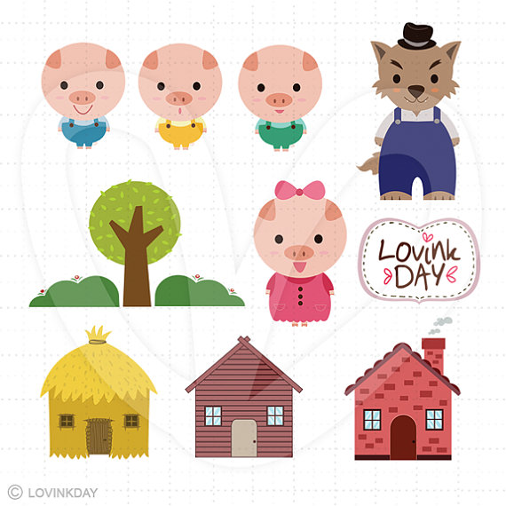 Three little pig clipart - .