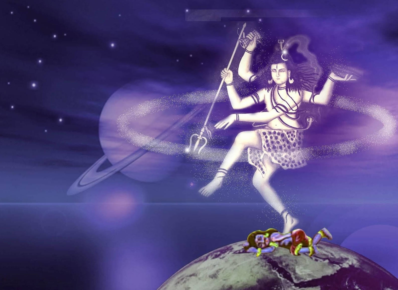 Nataraja Purple Saturn Art Wallpaper