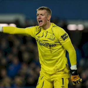 Jordan Pickford Wearing Yellow Uniform Wallpaper