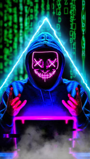 Neon Hacker With Triangle Hacking Android Wallpaper