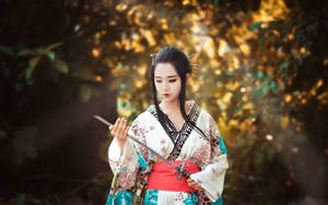 Tokyo Japan Girl In Traditional Clothing Wallpaper