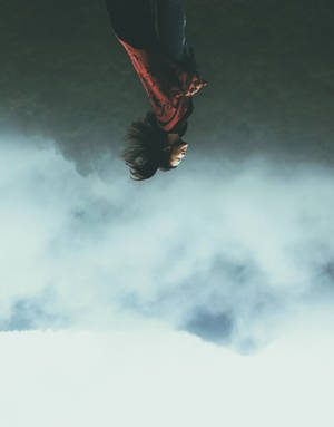 Woman Standing On Mountain Top During Daytime Wallpaper