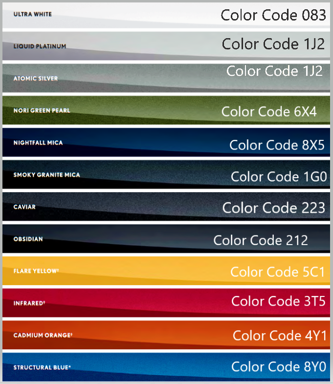 Lexus Paint Codes & Color Charts