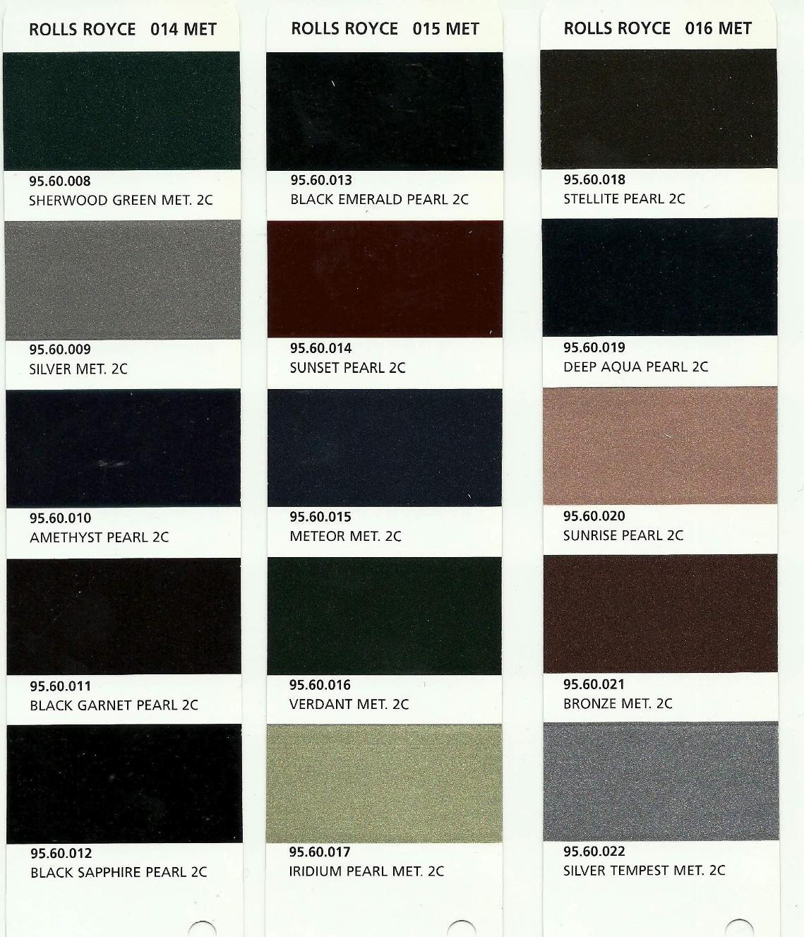 Rolls Royce Paint Codes Color Charts Images