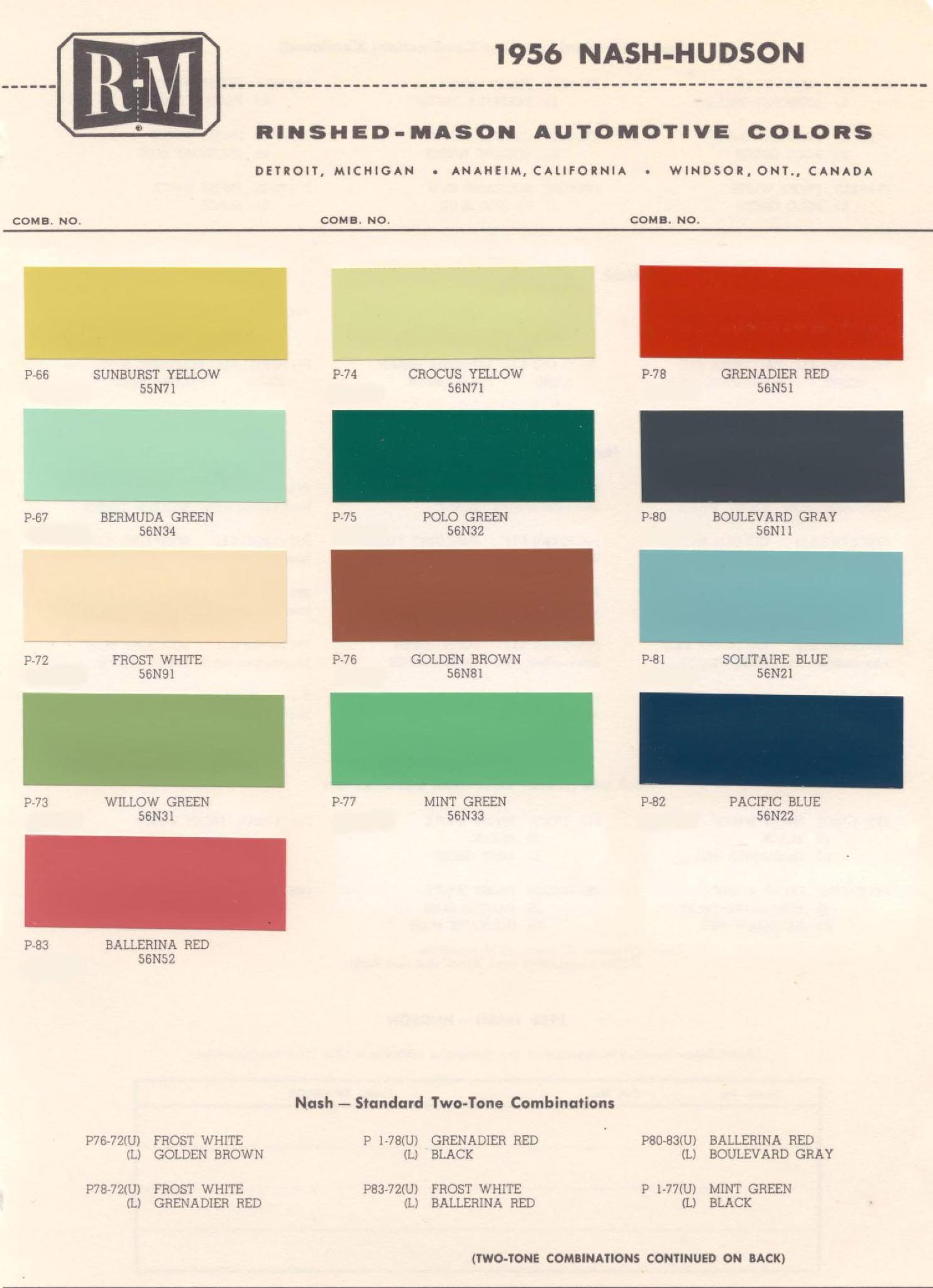 Colors and Codes used on Exterior Vehicles