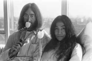 men, Women, Couple, Musicians, Singer, John Lennon, Yoko Ono, Monochrome, Glasses, Amsterdam, In bed, Peace, Long hair, Flowers, Tulips, Window, Legend, Protestors, Hotels, Room