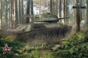 tank, World of Tanks, T 34 85, Wargaming, Forest