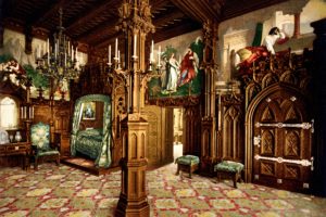 architecture, Interior, Neuschwanstein Castle, Painting, Ancient, Germany, Arch, Wood, Bed, Door, Carpet, Ornamented, Chair, Candles