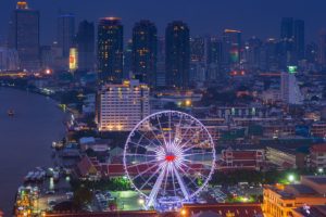 cityscape, Ferris wheel, Thailand, Coast