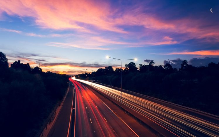 highway, Long exposure HD Wallpaper Desktop Background