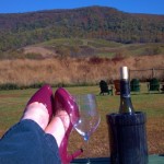 a wine bottle and wine glass on a table