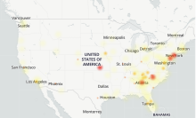 DownDetector's map of the Verizon outage