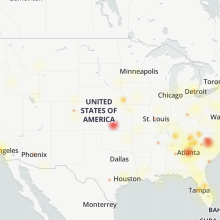 DownDetector's map of the Verizon outage