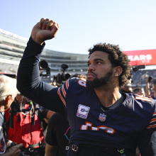 Caleb Williams of the Chicago Bears celebrates