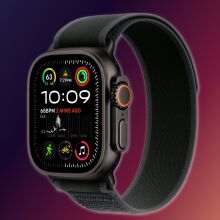 apple watch ultra 2 on a dark purple and orange gradient background