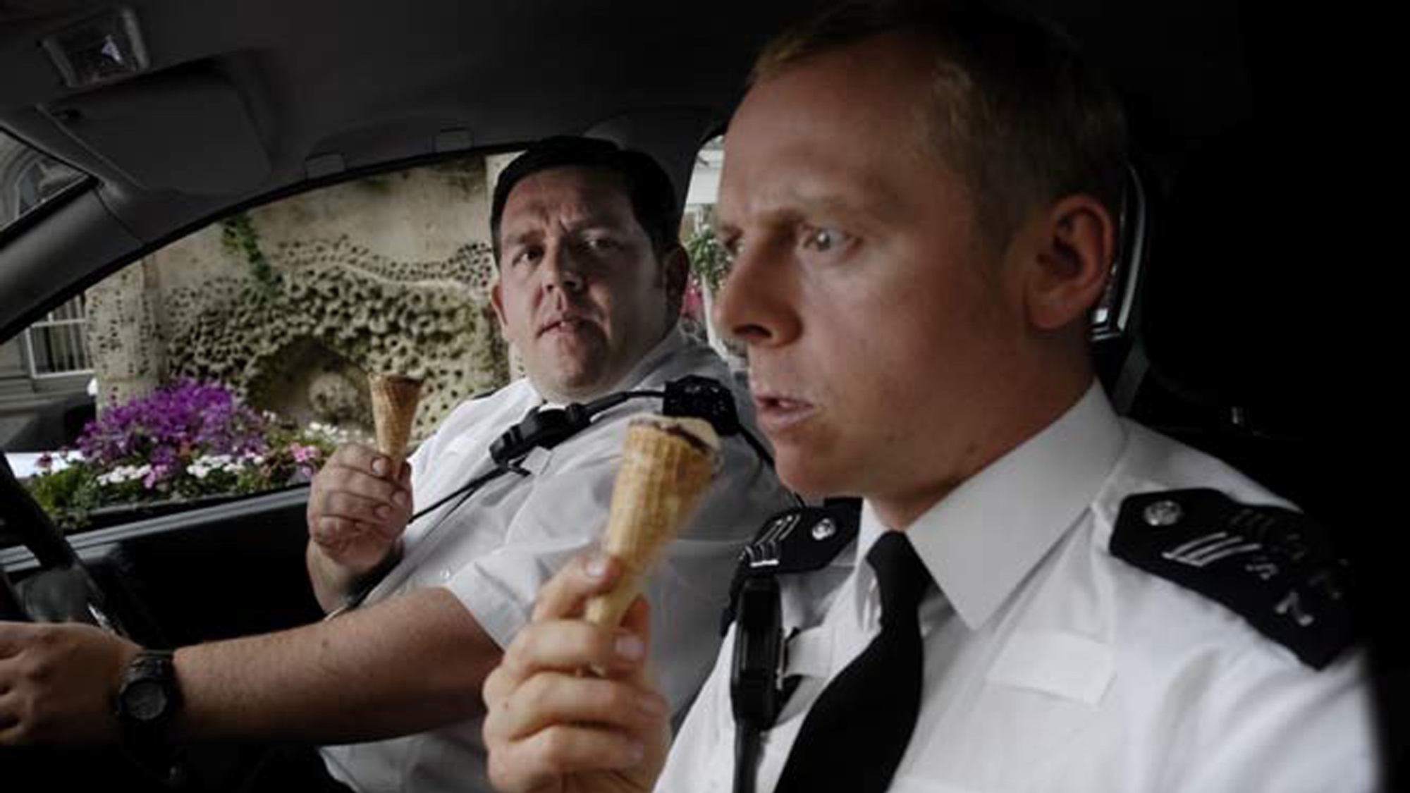 Nick Frost and Simon Pegg enjoy their Cornettos in "Hot Fuzz."