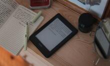 Kindle on table