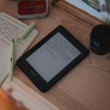 Kindle on table