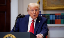 U.S. President Donald Trump takes a question from a reporter during a news conference in the Roosevelt Room of the White House on January 21, 2025 in Washington, DC.