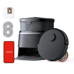 Yeedi M12 Pro+ robot vacuum and mop on white background