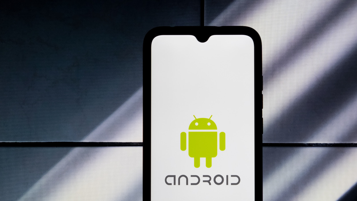 Android logo on smartphone