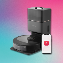 roborock robot vacuum mop against a colorful background 