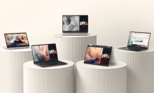 dell laptops on white columns