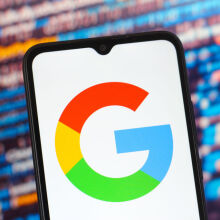 Google logo on phone screen