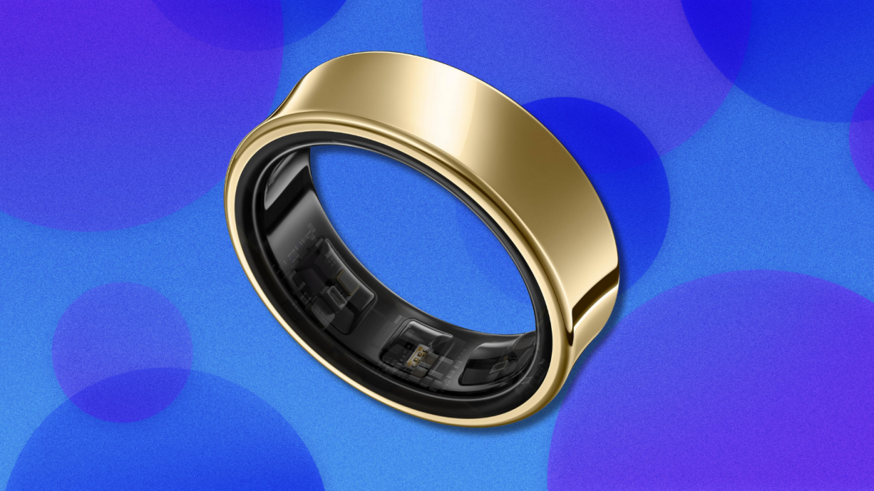 Samsung Galaxy Ring on blue and purple abstract background