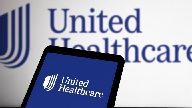 UnitedHealthcare logo in the background and on a phone