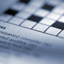 Close-up view of crossword puzzle.