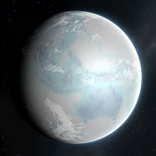 An artist's conception of "Snowball Earth," when the planet was either completely or largely covered in ice hundreds of millions of years ago.