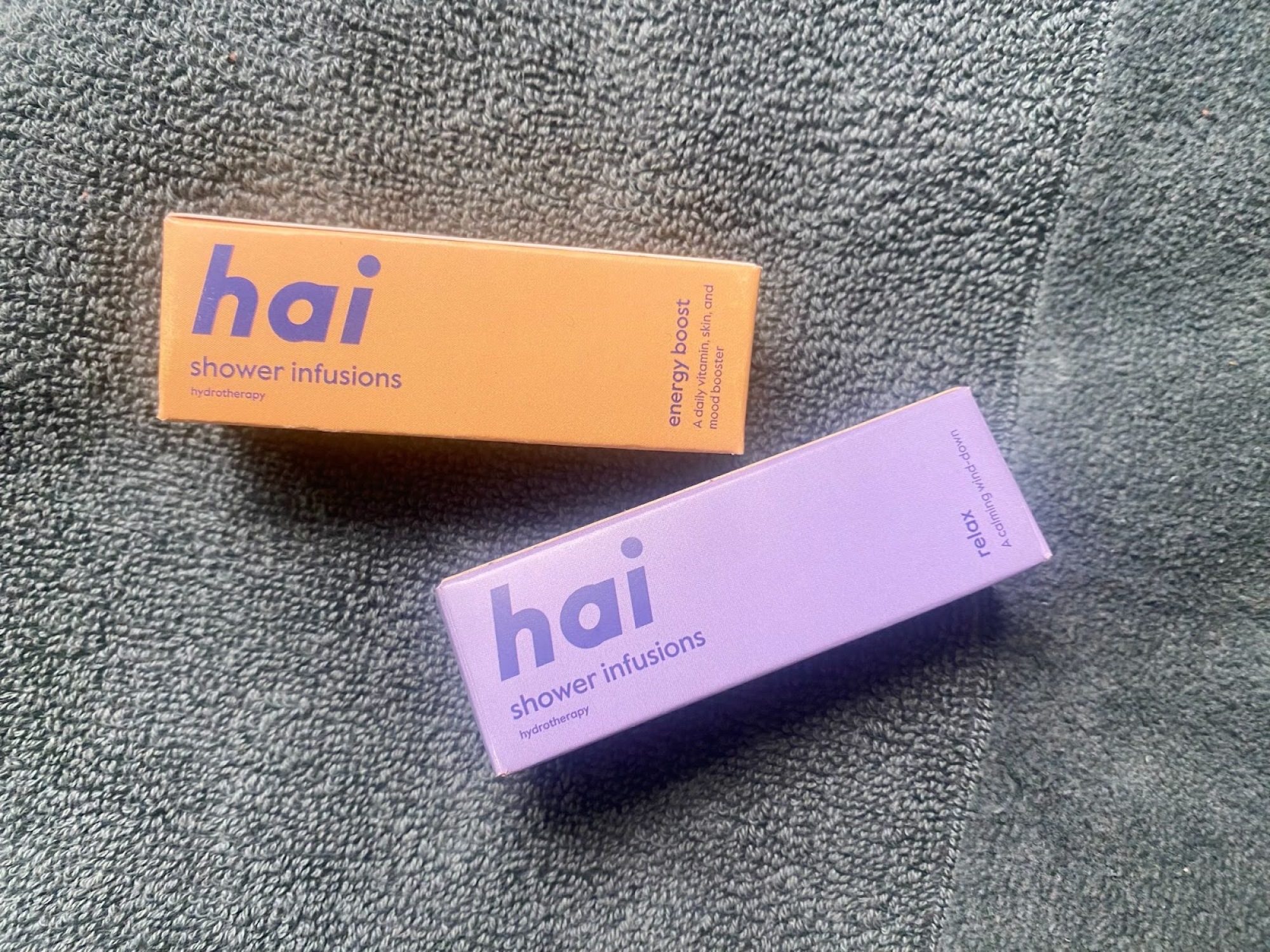 orange and purple boxes of hai infusion tablets