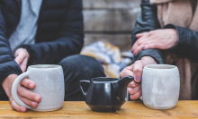 Mugs on table