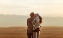 Two women kissing