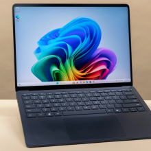 the microsoft surface laptop 7 against a beige background