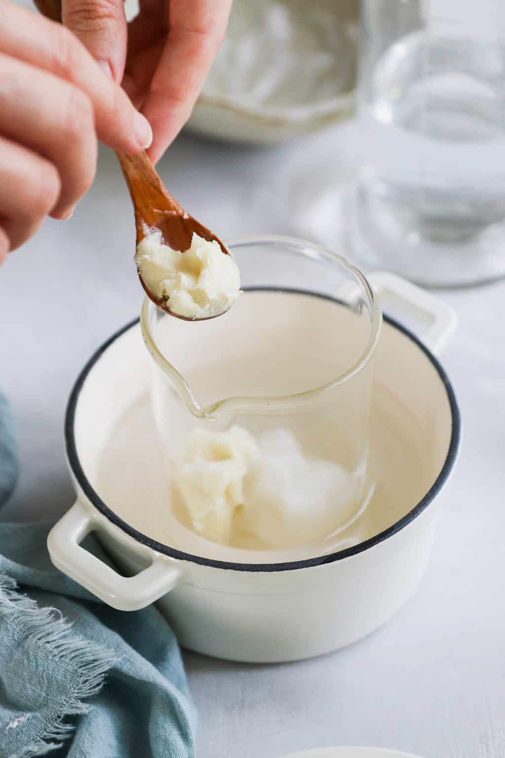 Melting ingredients to make lotion bars