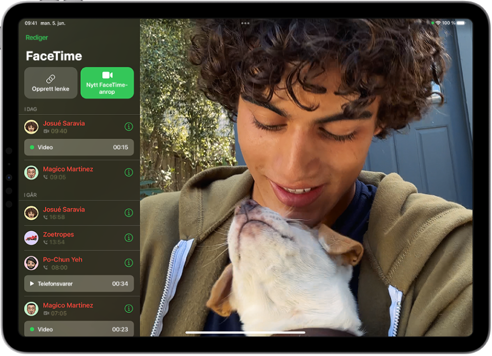 FaceTime-appen viser en videomelding.