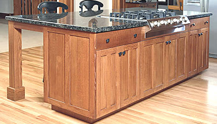 Custom kitchen island made of wood and stone