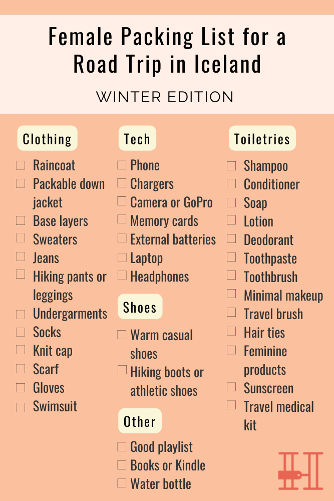 Iceland roadtrip packing list for winter