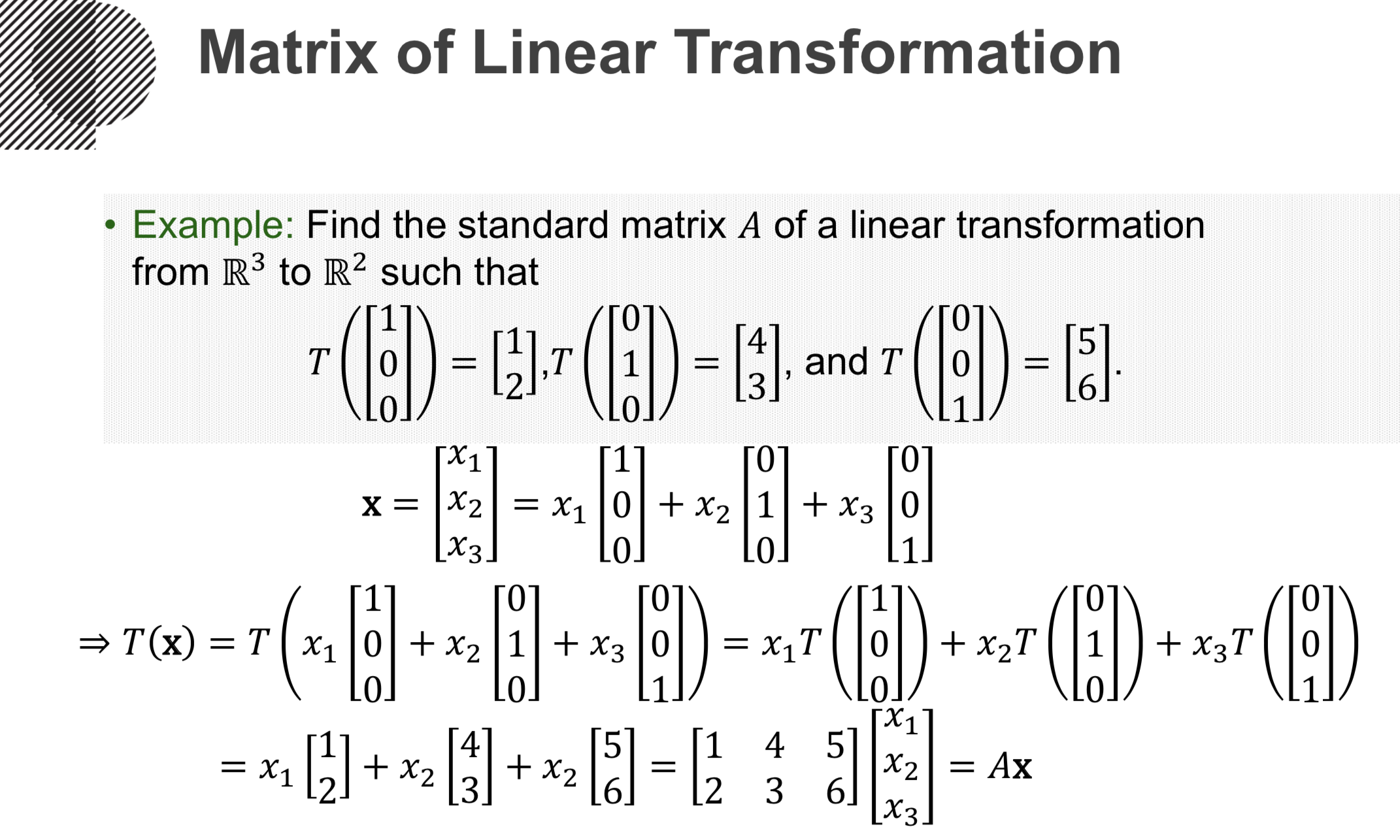 Vector Space Linear Algebra Examples