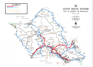 Oahu District Map with State Routes