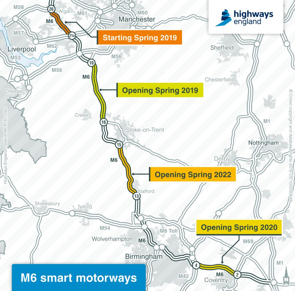 M6 smart motorways map - Highways Today