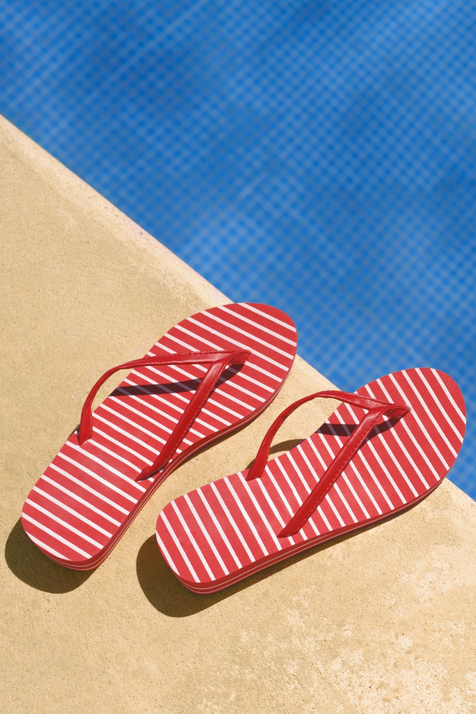 striped flip-flops